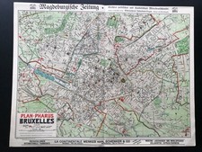 Pharus-Plan Brüssel, Bruxelles, Belgien, großes Doppelblatt 55 x 43 cm, um 1915