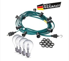 Illu Lichterkette E 27 - 25 Meter 25 Fassungen Party Garten dunkelgrün Glühbirne
