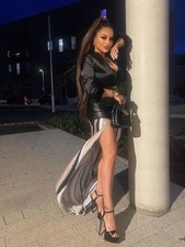 Leder Rock Lang Mit Schlitz m Elastisch