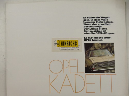Opel kadett 1968 katalog - 1968,