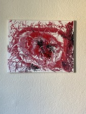 Acrylbild handgemalt abstrakt Unikat Rot Schwarz Weiß Leinwand 40x50 signiert