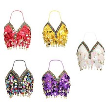 Bauchtanz Perlen BH Pailletten Quaste Top  Tanzende Sängerin Kostüm