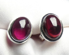 Ohrstecker 925 Silber ca 11 x 9 mm große, ovale Granat Cabochons NEU