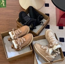 Geschenke Lowmel Wildleder-Schaffell-Sneaker Warme Schuhe für Damen Winter