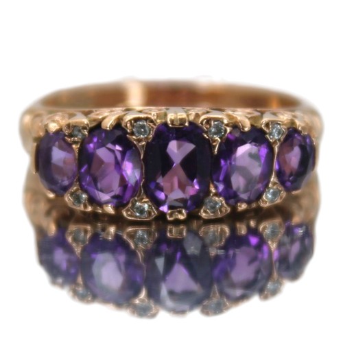 Gold amethyst ring - 9, kt