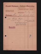 LIMBACH-OBERFROHNA, Rechnung 1951, Oswald Hofmann Betonstein Terrazzo Baustoffe