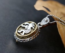 K06 Anhänger Kokopelli Schamane Flötenspieler Sterling Silber 925