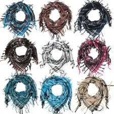 Damen Herren Palituch Halstuch Viereckschal kariert Silberfäden leicht Fransen