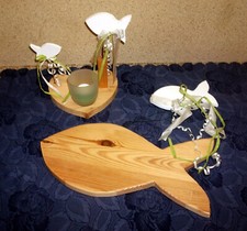 Deko Fisch 3er Set  Holz -  Taufe Kommunion Konfirmation Handarbeit