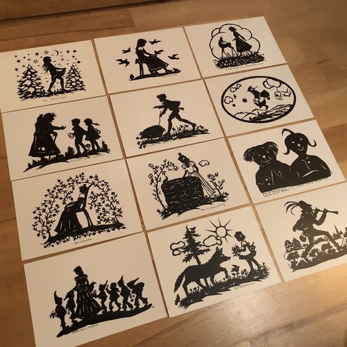 Scherenschnitt postkarten - 12,