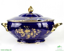 Sammlerobjekt Terrine Kobaltblau mit Gold Haas & Czjzek Handmade fine Porcelain