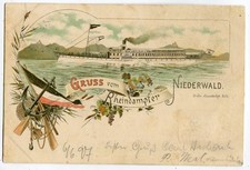 Litho AK Rheinschiff,Seitenrad-Dampfer Niederwald 1897