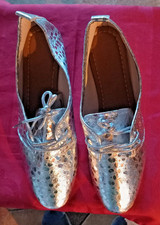 neue silberne Damenschuhe aus