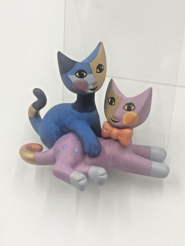 Porzellanfigur katzen zwei - porzellanfigur,