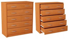 MATKAM Schubladen-Kommode 5S in moderner Optik, B74 x H85 x T35 cm, Erle