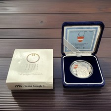 100 Schilling 1994 Österreich Silber 900 Münze Franz Joseph PP Zertifikat Etui