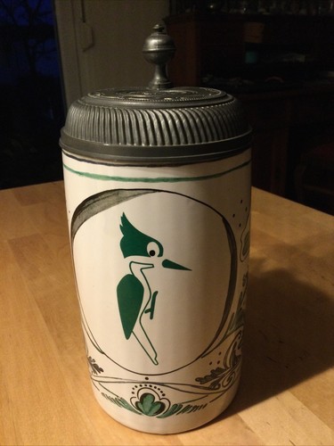 Bierkrug keramik specht mit - bierkrug,