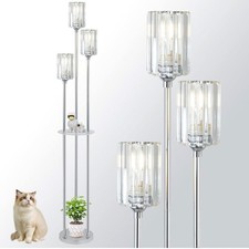 Rayofly Chrom Stehlampe Wohnzimmer, Modern Stehlampe mit Regal, 3-flammige