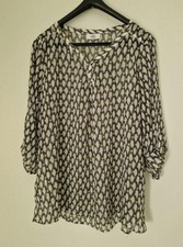 Gr.44/46 - Damen Tunika von Gina Benotti Durchsichtig - Grau, Weiß - Gebraucht