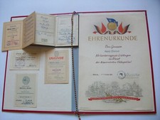 Urkunde KVP Berlin1954 Orden Zentralrat Erich Honecker Tinte Unterschrift rar