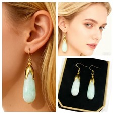 Jade Ohrringe Ohrhänger 925 Sterling Silber Ohrhaken Tropfen Damen Bailysbeads®