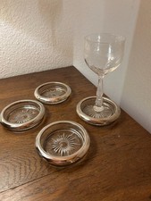 Set von 4 vintage italienische versilberte Glasuntersetzer