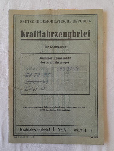 Alter orginaler fahrzeugbrief - orginaler,