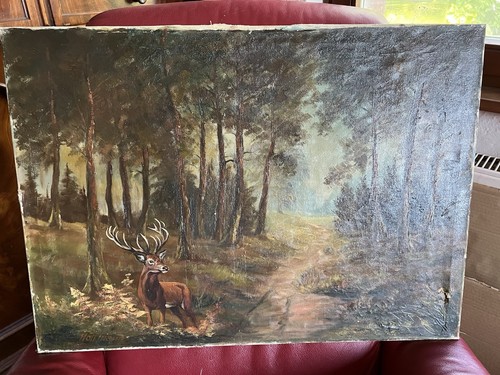 ölgemälde hirsch wald - hirsch,