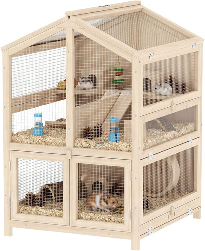 Pawhut hamsterkäfig aus holz - aus,