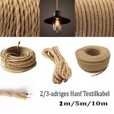 2-adriges 3-adriges Textilkabel Stoffkabel Lampenkabel rund und gedreht hanfseil