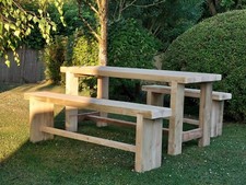 Holzholz Gartentisch und Schlafbank Set - 1,8m The Fasan Rustikal 