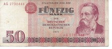 Geldschein Banknote Deutschland DDR, Original 50 Mark 1971
