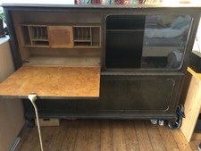 Original Echtholz Sekretär Buffet Schrank mit Messingständer guter Zustand 