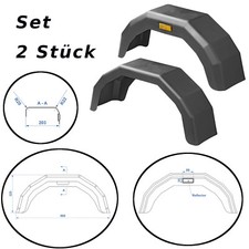 2 x Anhänger Kotflügel Kunststoff Schutzblech Schmutzfänger eckig 13 zoll Set
