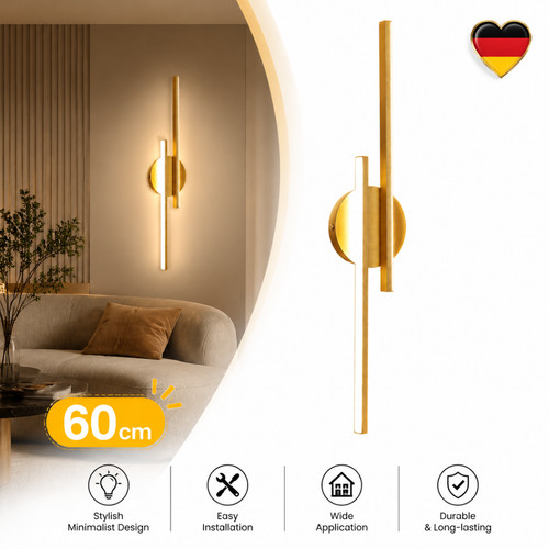 Led wandlampe 24w 60cm golden - 60cm,