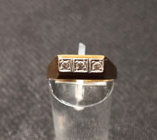 Gold Ring Herrenring 585/14K 5,9g mit 3 Brillianten/Diamant zus. 0,12ct Größe 56