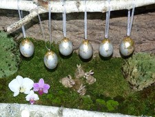 Ostereier handbemalt Silber