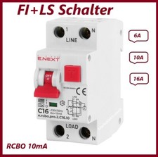 FI/LS Schalter RCBO 10A16A 10mA Fehlerstromschutzschalter Leitungsschutzschalter