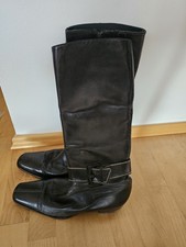 Damen Leder Stiefel Braun Gr. 36 hoher Schaft mit Schnalle