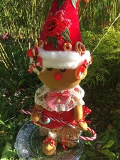 Lebkuchenmädchen XL Zuckerstange Spitzenrüsche Cupcake n. Tilda Art Landhaus NEU