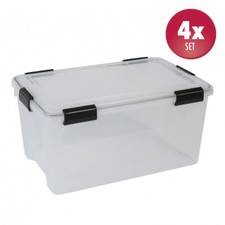 4x Kunststoffbox Lagerbox Campingbox Stapelbox 50 Liter Dichtungsring für Nässe 