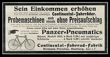 Alte Reklame 1902 Continental-Fahrrad-Fabrik Hermann Prenzlau Hamburg Fahrräder