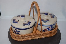 Set 3tlg. Senftopf Topf mit Deckel Salzglasur Merkelbach Goebel