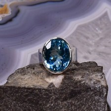 Blau Topas Ring, 925er Silber, Edelsteinring (14948), Edelsteinschmuck