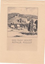 Exlibris Bookplate Radierung Otto Ubbelohde 1867-1922 Brücke Haus Burg