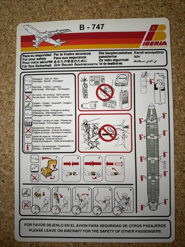 Iberia 747 safety card may - b,