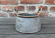 Zink Blumentopf mit Griffe Übertopf Kräutertopf Nostalgie Pflanzgefäß Gartendeko