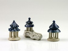 Bonsai-Figuren Set "Teehaus", Asiatische Keramik Miniatur Gebäude, Pflanzen-Deko