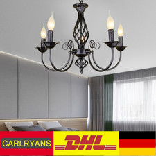 Kronleuchter Landhausstil 5 flammig Vintage Deckenlampe Wohnzimmer Lampen E14