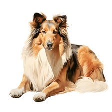3x Sticker Long Hair Collie